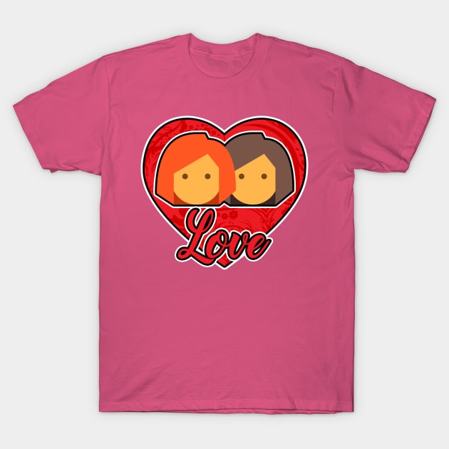 Valentines Day Lesbian Couple T-Shirt by RadStar